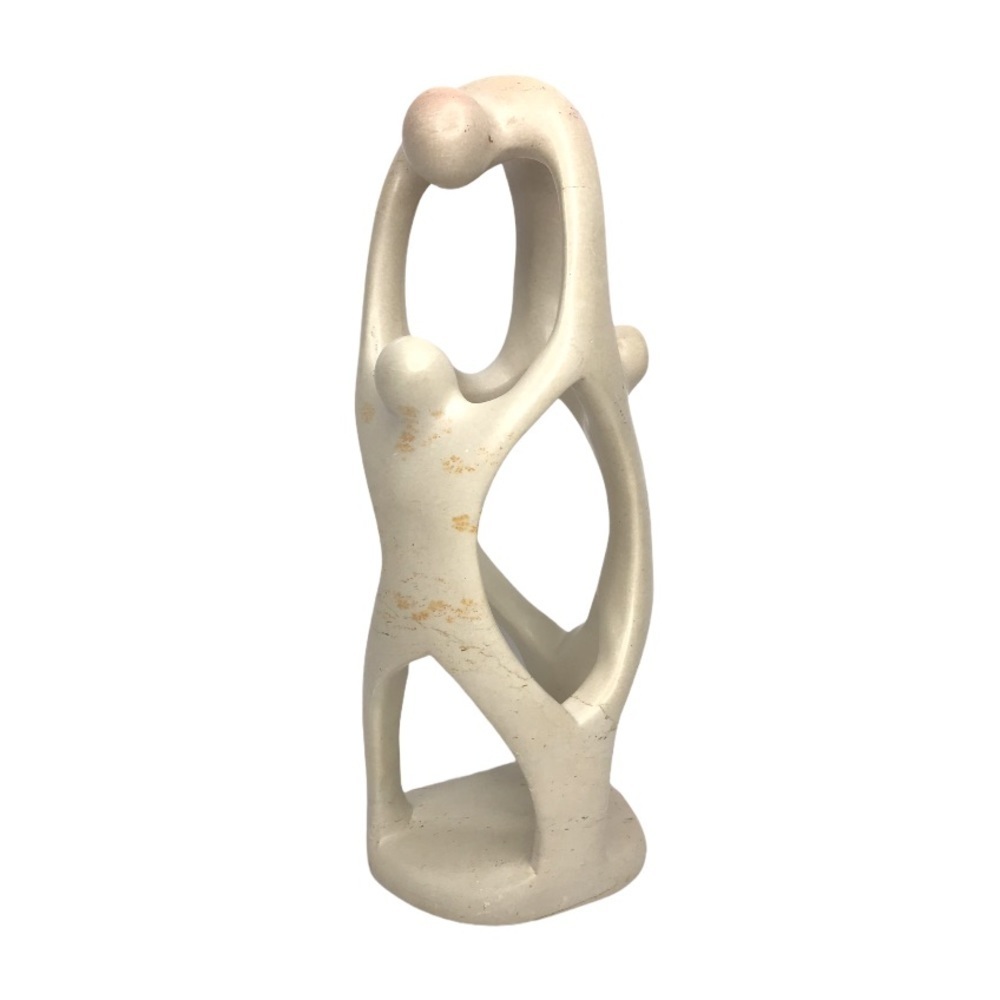 Abstract Hand Carved Kisii Soapstone Sculpture Modern Parent Child 8.5" Kenya